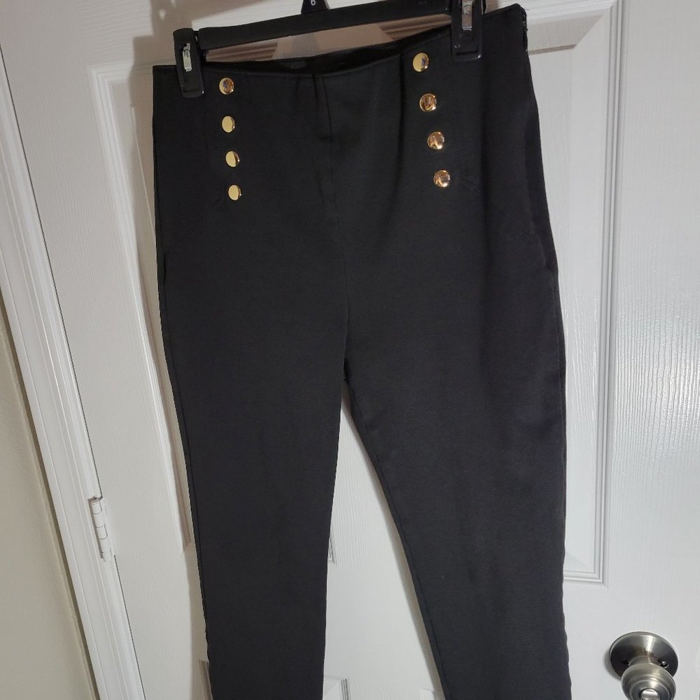 Ann Taylor ‘Sailor’ Pants – Size 8, high waist with side zipper, Blk